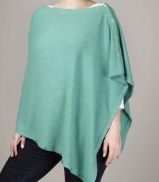 Cashmere Plain Poncho with Button