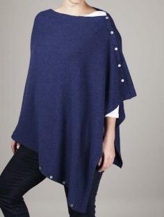 Cashmere Plain Poncho with Button