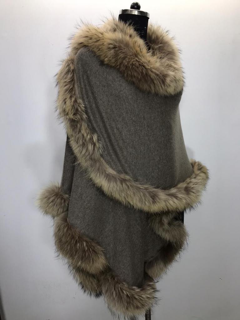 Cashmere All side Fur Cape Shawls