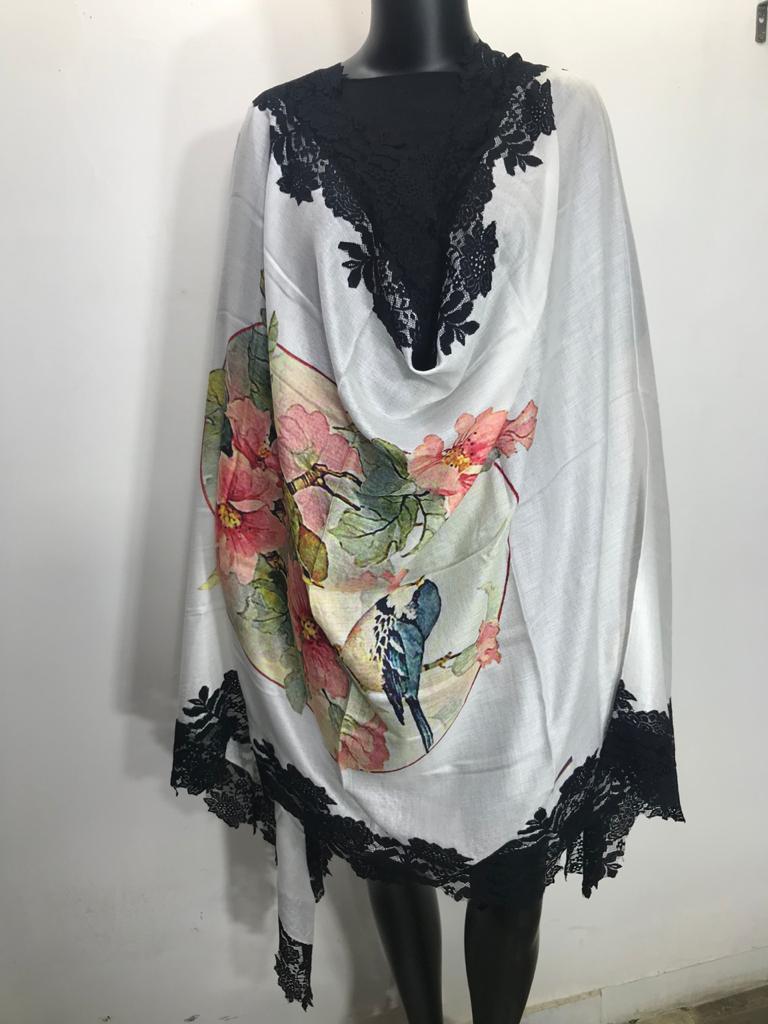 Pashmina Printed Lace stole