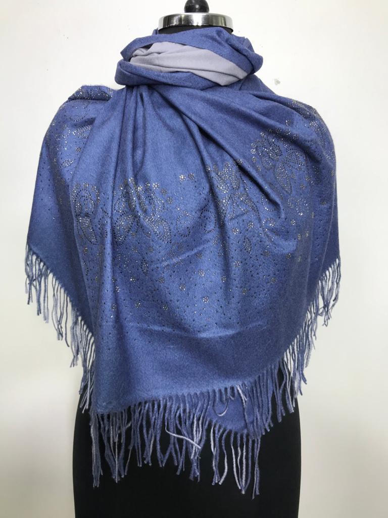 Natural Pashmina with crystal Border Stole