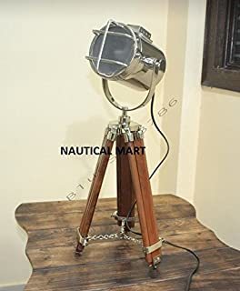 Chrome Marine Nautical Tripod Floor Lamp, Nautical Search Light - Vintage Industrial Table Lamp