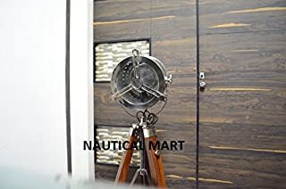 Vintage Nautical Marine Search Light Tripod Floor LAMP LAMP - Modern Brown Timber Signal