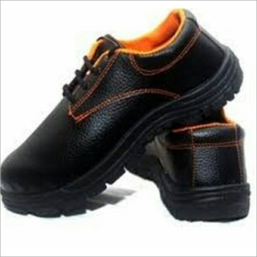 Safety Shoes - Leather Upper, Size 6-11 | Black Color, Lace Style, Cushioned Collar, Anti-Skid Rubber Sole, Soft Sweat Absorbent Lining