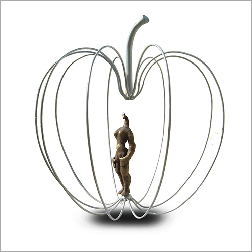 30 Inches Apple Brass and Iron Sculpture