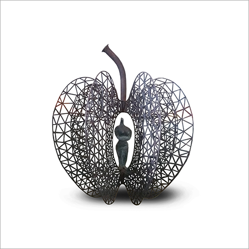 4 Foot Apple FRP And Iron Sculpture