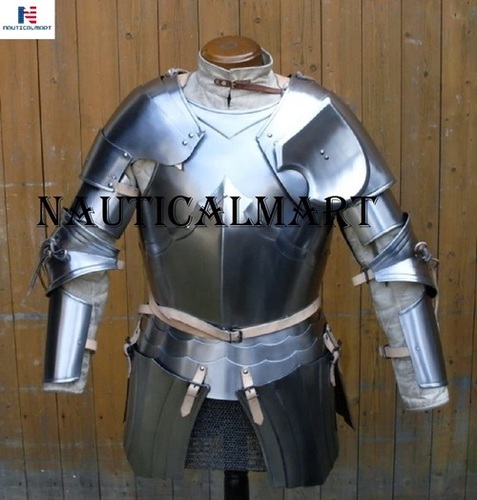 NAUTICALMART Medieval Reenactment Steel Armour Breastplate with Arm Set Halloween