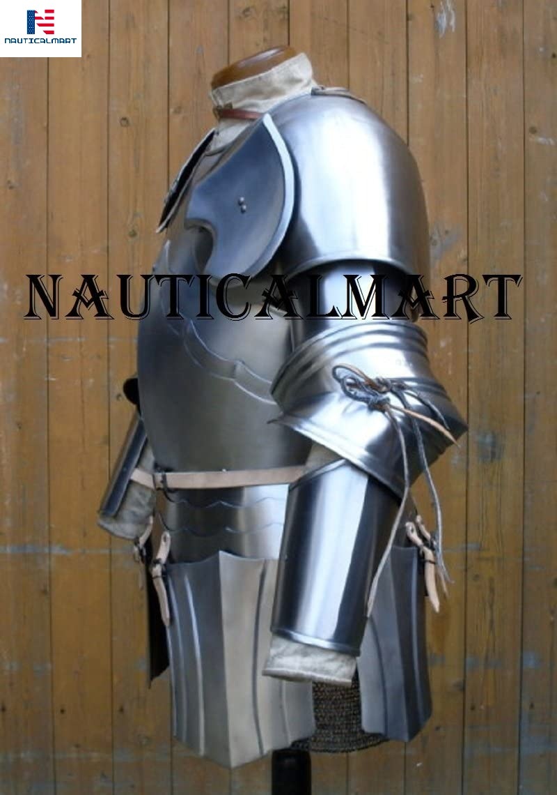 NAUTICALMART Medieval Reenactment Steel Armour Breastplate with Arm Set Halloween
