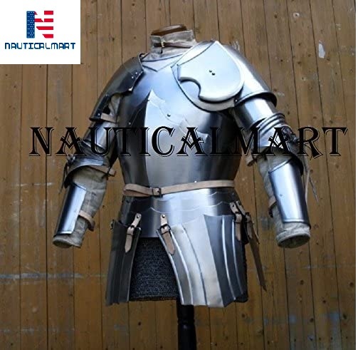 NAUTICALMART Medieval Reenactment Steel Armour Breastplate with Arm Set Halloween