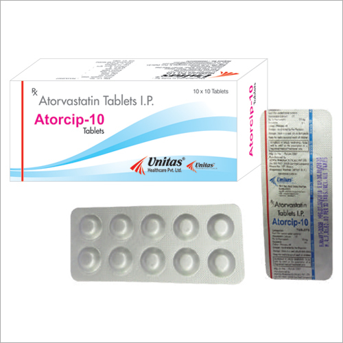 Atorvastatin Tablets IP - 10mg | White Medication Tablets in Blister Pack, Helps Lower Blood Cholesterol and Prevent Strokes