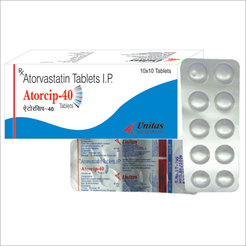 Atorvastatin Tablets IP - 40 mg, 10x10 Tablets | Active Ingredient for Lowering Cholesterol, Room Temperature Storage, Consult Physician for Usage