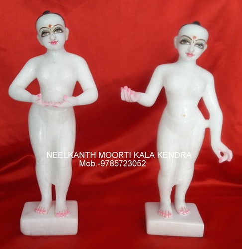 Statues Lalita Vishakha In White Marble Murti
