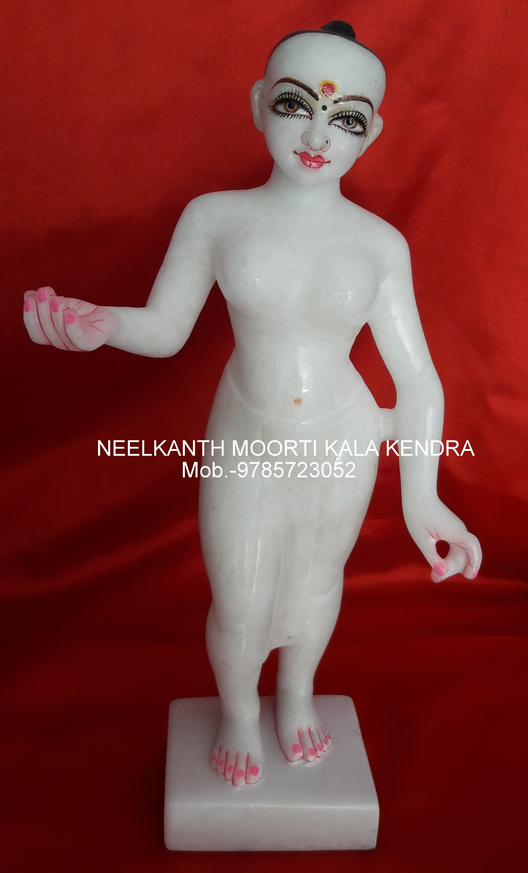 Lalita Vishakha In White Marble Murti