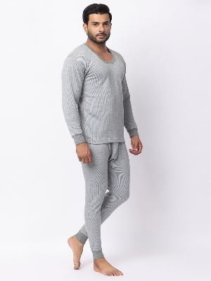 Mens Body Thermal Warmer - Cotton, Sizes S-XXL, Color Grey | Long Sleeves, Quick Dry, Washable, Hand Wash, No Fade, Plain Pattern