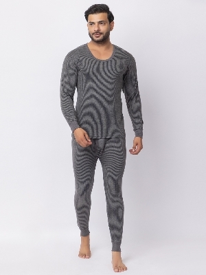 Men Full Sleeve Thermal Wear - Cotton Blend, Sizes S-XXL, Grey Color | Quick Dry, No Fade, Dry Cleanable, Ideal for Sensitive Skin, Long Sleeve