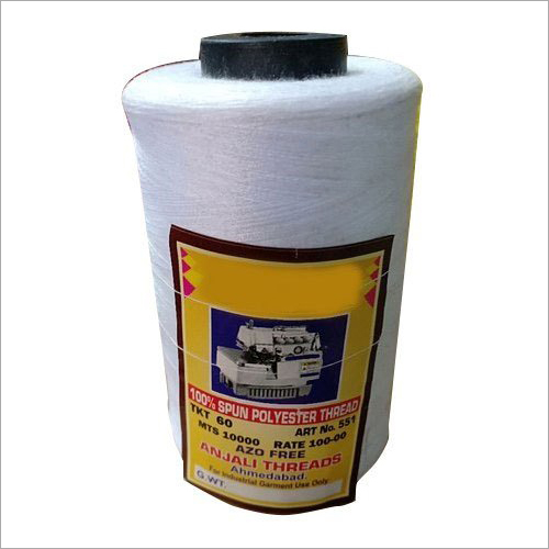10000 Meter White Plain Polyester Sewing Thread Cone
