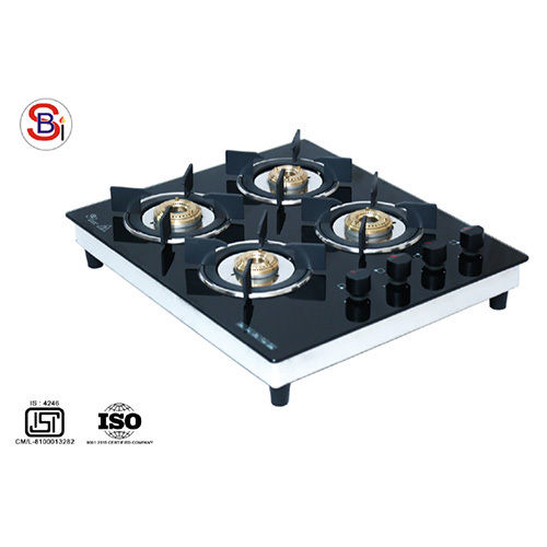 SS Four Burner Gas Stove With Glass Top