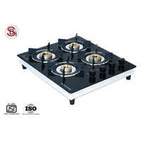 SS Four Burner Gas Stove With Glass Top