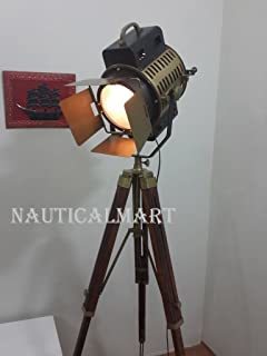 Nauticalmart Vintage Studio Theater Spot Light Designer Antique Tripod Search Light Spot Lamp