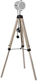 Lampholder,vintage Industrial Bar Studio Floor Lamp Polished Chrome Lamp Head Wooden Tripod