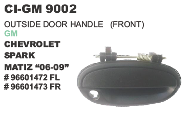 Outside Door Handle Front GM Chevrolet - Black Plastic, Model 06-09 | Easy Installation, Durable Design, Perfect Fit