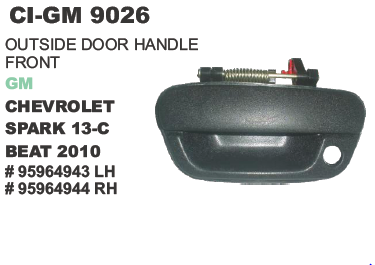 Outside Door Handle Front GM Chevrolet - Plastic 150x50x30 mm Black, Easy Installation Durable Design