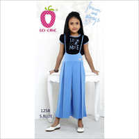 Kids Fancy Wear Dress - Cotton Blend, Varied Sizes | Light Blue & Dark Blue, Short Sleeves, Printed Pattern, Easy Care, Colorfast, Quick Dry
