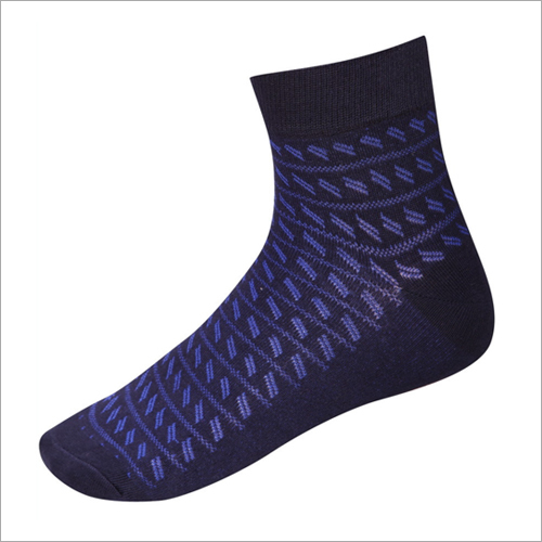 Acord Cotton Super Stretch Ankle Socks - Combed Cotton, Size: Ankle, Color: Black-Blue | No Fade, Washable, Middle Elasticity, Printed Pattern, All Season