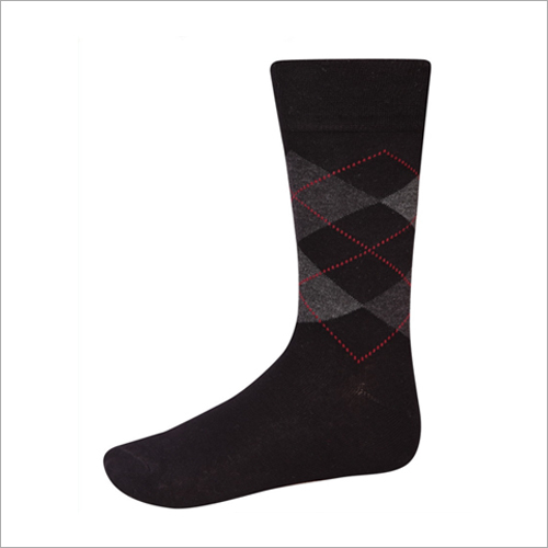 SS-Lendvo Anti Alergic Sanitized Formal Long Socks - Cotton, One Size, Black | Middle Elasticity, No Fade, Washable, All Season, Printed Pattern