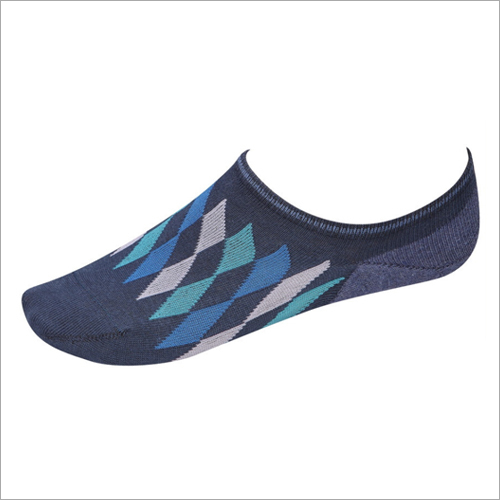 Blue Printed Cotton Lycra Loafer Socks