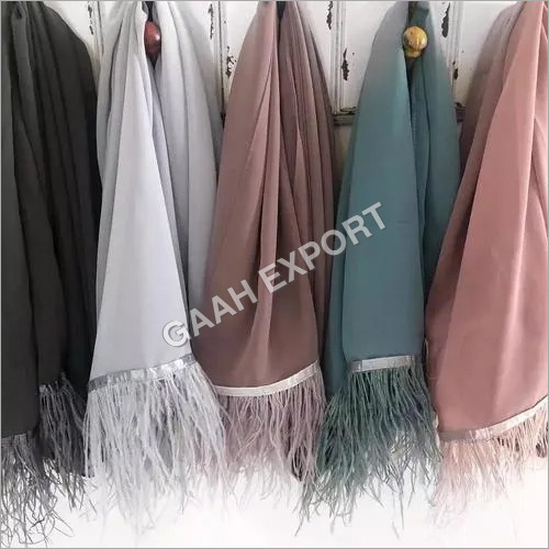 All Color Cashmere/Pashmina With Feather Tussle Stoles, Size-70X200Cm