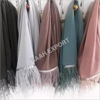 Cashmere/Pashmina With Feather Tussle Stoles, Size-70x200cm