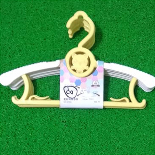 Kids 4 Pcs Set Hanger - Plastic Material Clip Style Yellow Color | Garment Hangers for Dresses