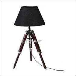 Metal Nauticalmart Beautiful Royal Designer Natural Wood And Black Color Tripod Table Lamp