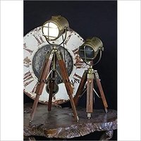 Rustic Handemade Tripod Nautical Spot Light Table Lamp Beside Tripod lamp Set of Two Units