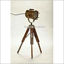 NauticalMart Table Lamp Searchlight Wood Aluminum Tripod