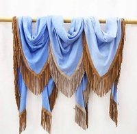 Pashmina Triangle Suede Tussle or Fringes Stole