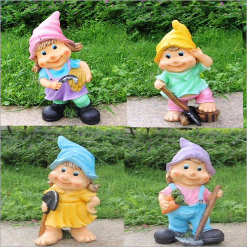 Multicolor Set Of 4 Working Girl And Boy Statue