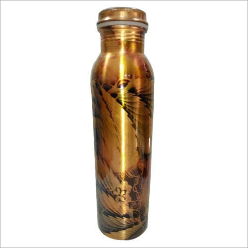 Printed Copper Bottle - 950 ml Capacity, Box Packaging | Painted Surface Treatment for Home, Restaurant, and Hotel Use