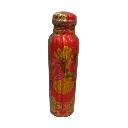 Printed Pure Copper Water Bottle - 950ml, Leak Proof | Painted Surface Treatment, Box Packaging, Classic Copper Design