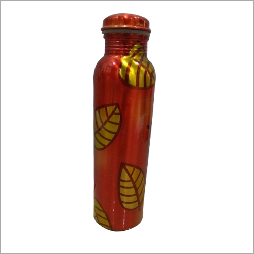 Leaf Print Copper Printed Water Bottle - 950 ml Capacity, Leak Proof, Painted Surface Treatment | Elegant Leaf Design for Water Storage