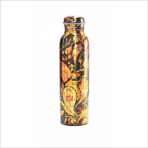 Designer Print Copper Water Bottle - 700 ml, Leak Proof, Painted Surface Treatment, Ideal for Water Storage