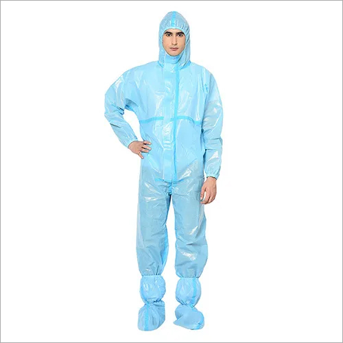 Blue Disposable Coverall With Tape
