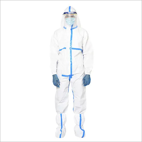 White Disposable Coverall With Tape (Face Shield And Goggles)