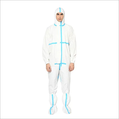 White Reusable Coverall With Tape