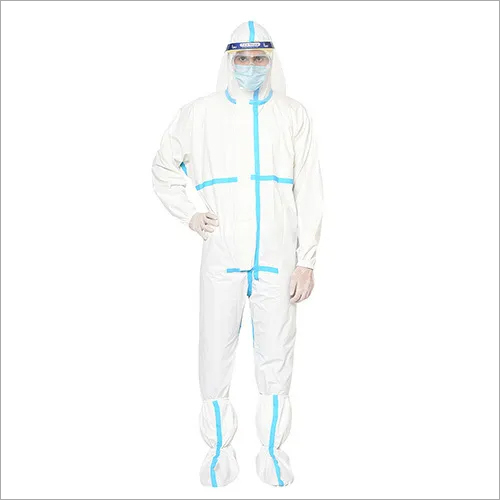 White Reusable Coverall With Tape (With Face Shield And Goggles)