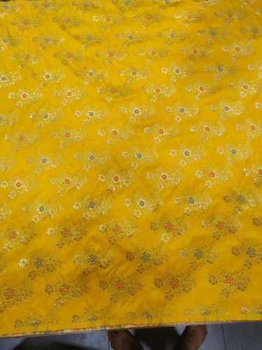 Woven 44-45" Nylon Dyeable Zari Jacquard Fabric - 110 Meters, Yellow, 44" Width | Features: Colourfastness, Quick Dry, Washable, Ideal for Blouses & Fancy Suits