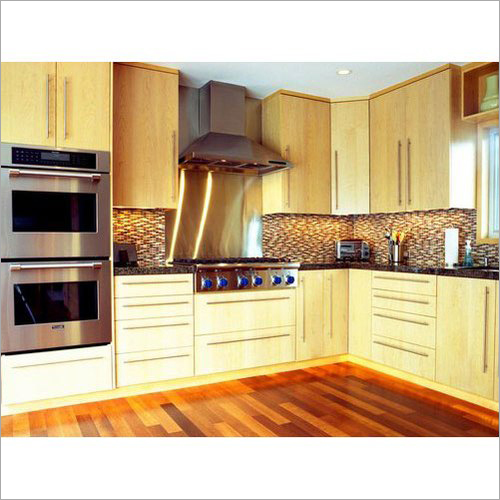 L Shape Wooden Designer Modular Kitchen