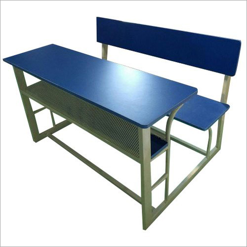 White And Blue 2 Kids Dual Desk Bench