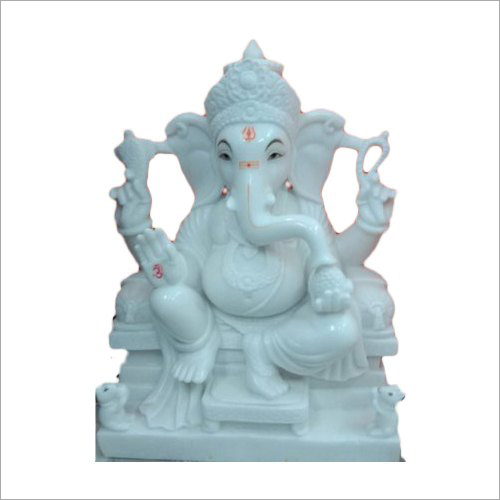 White Marble Ganesh Ji Statue Size: 15 Inch